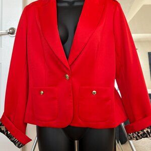 New York & Co Red blazer with leopard cuffs - Sz 10